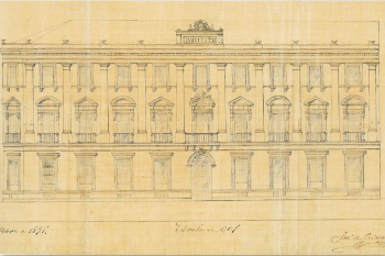 Fachada del edificio que albergó la Escuela de Artes y Oficios a finales del siglo XIX
